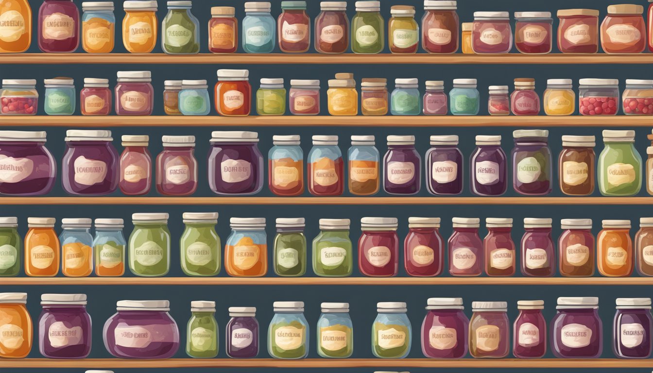 Can You Eat Expired Jam? Risks vs Safe Uses Revealed Jars of jam neatly organized on shelves, labeled with expiration dates. A variety of flavors and sizes displayed in a clean and well-lit pantry