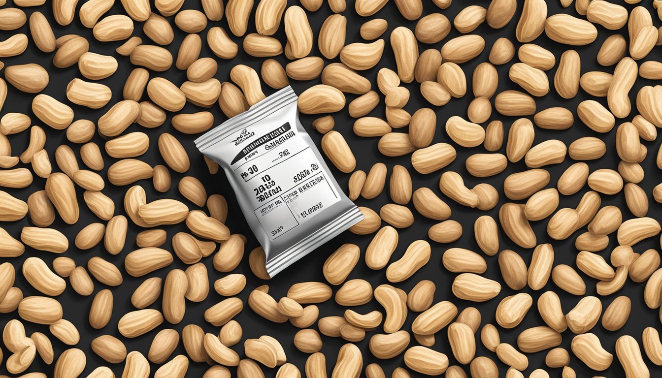 Can You Eat Expired Peanuts? Uncover the Risks! A pile of expired peanuts sits on a kitchen counter, with a visible expiration date on the packaging